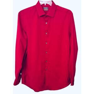 VAN HEUSEN LONG SLV BUTTON-UP DRESS SHIRT, MENS, XL - 17/17-1/2. (34-35), RED